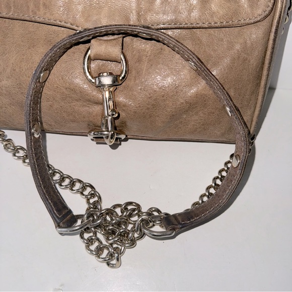 Rebecca Minkoff Mini MAC Convertible Crossbody Bag Taupe Gold Leather - Picture 14 of 15